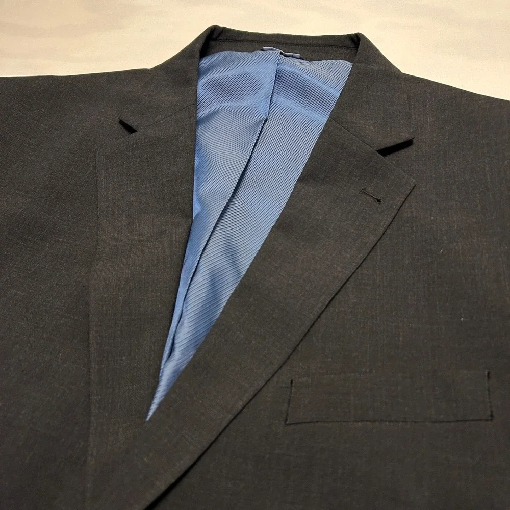 Oak Hill DXL Perfect Fit Blazer Mens 52L Gray Wool Blend Suit Jacket Sport Coat